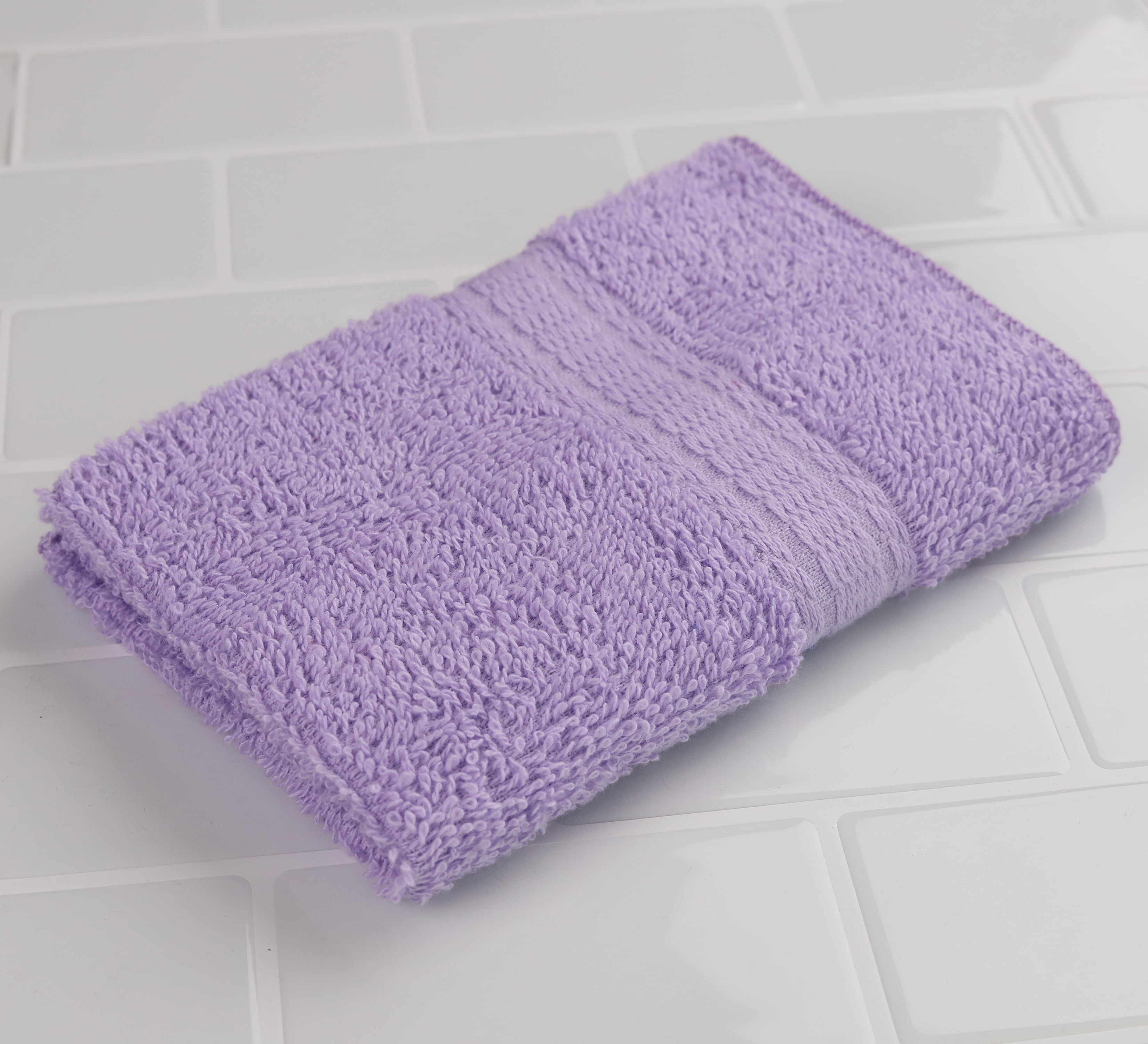 (6 pack) Mainstays Basic Washcloth, 100% Cotton, Highly Absorbent, Lavender