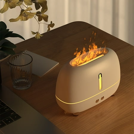 

USB Essential Oil Diffuser Cool Mist Humidifier With Flame Lamp 3 Light Modes 25db Ultra-Quiet Timing Setting For Home Office Baby Bedroom Christmas Gifts