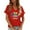 Red, variant on AUNVITO Women's Carnival V-Neck Short Sleeve T-Shirt with Fun-Themed Print Casual Comfortable Fit