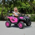 thumbnail image 6 of Farmdex 24V 2-Seater Ride on toys with Remote Control, 400W Powerful Electric Car Ride on Cars, Ride on UTV w/ Bluetooth, MP3, Volume Control, Seat Belts, Spring Suspension, Rose Red, 6 of 12