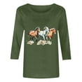 thumbnail image 4 of GaThRRgYP Womens Tops Long Sleeve Sweatshirts,Plus Size Tops Long Sleeve,Women's New 3/4 Sleeve Western Style Printed Casual Top T-shirt Green XL, 4 of 4