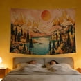 thumbnail image 6 of FLASHLUMI 80"x60" Large Boho Mountain Lake Wall Tapestry, Warm Sun, Golden Peaks and Pine Trees Print Wall Hanging for Bedroom Living Room Background, 6 of 8