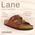 thumbnail image 2 of Cushionaire Lane Cork Footbed Sandals for Women – Comfortable Double Buckle Slip-On with Genuine Suede Footbed & Arch Support Slides for Women Footwear, 2 of 12