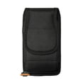 thumbnail image 2 of For Apple iPhone 16 Plus (6.7") Pouch Case Universal Vertical Canvas Built in Credit Card ID Slot and Belt Clip Loop Holster Cell Phone Holder Cover - Black, 2 of 7