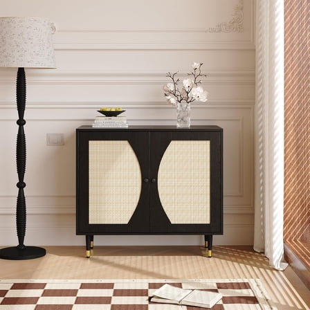 DreamCurship 31’’kitchen pantry cabinet, Storage Cabinet for kitchen and living room, Storage Cabinet with 2 Doors and Adjustable Shelves, Black