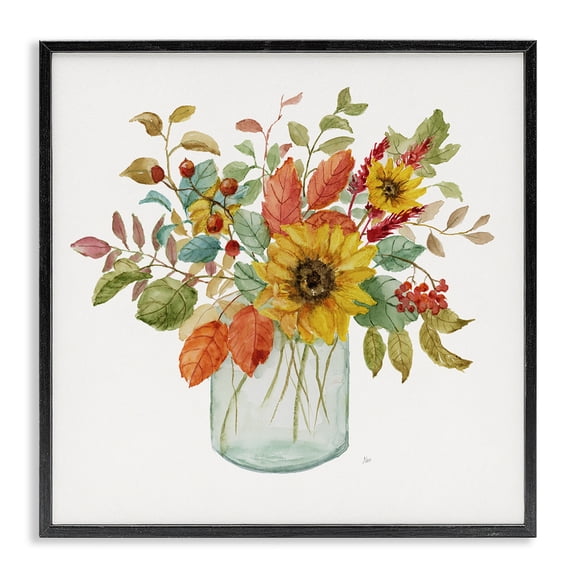 Stupell Industries Rustic Lodge Simple Country Botanicals Sunflower Vase Design Black Framed Giclee Art, 24 x 24, by Nan
