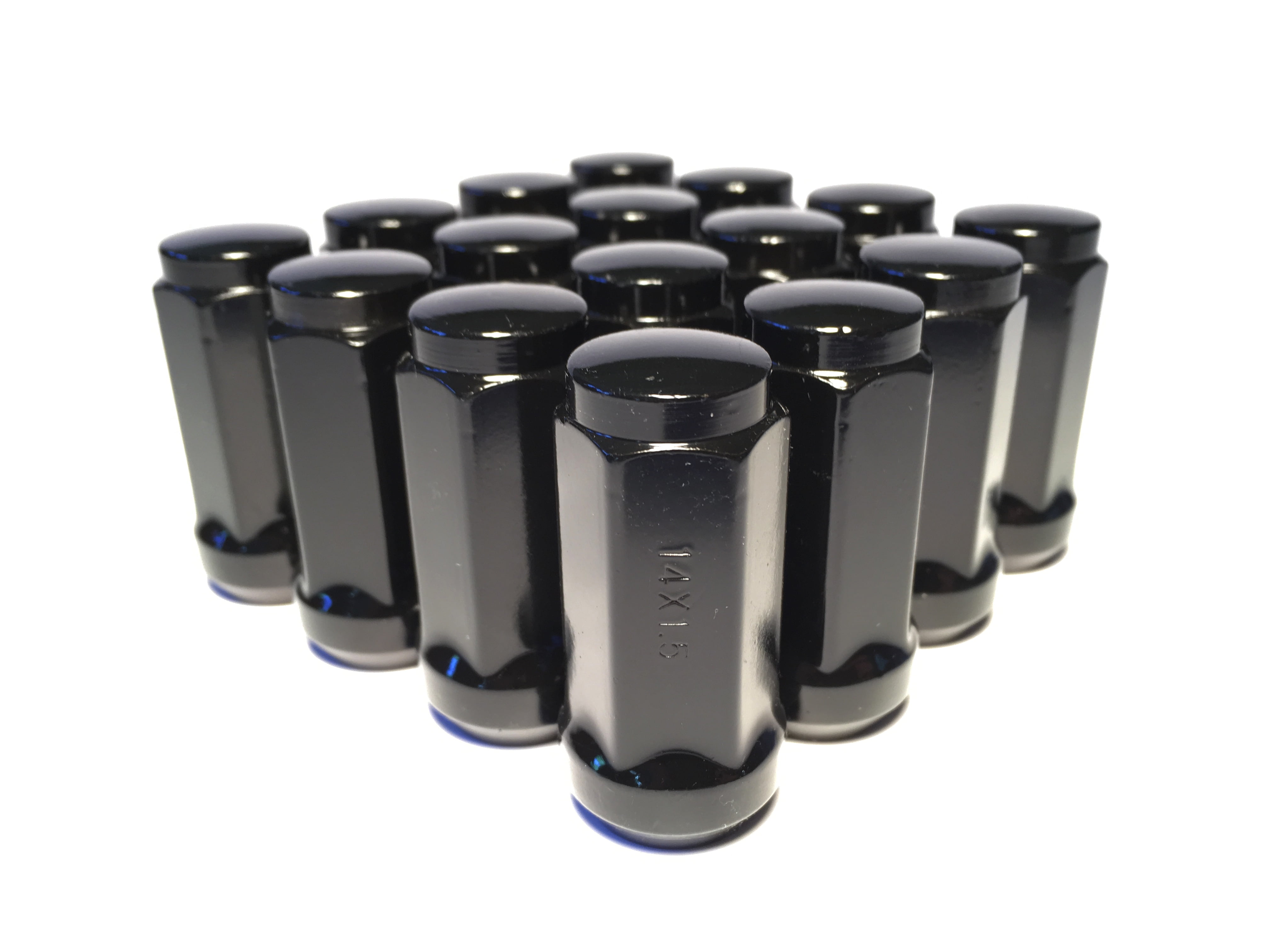 16 Black Long 14x1.5 Bulge Acorn Lug Nuts 1.90" Tall XL Wheel Nuts