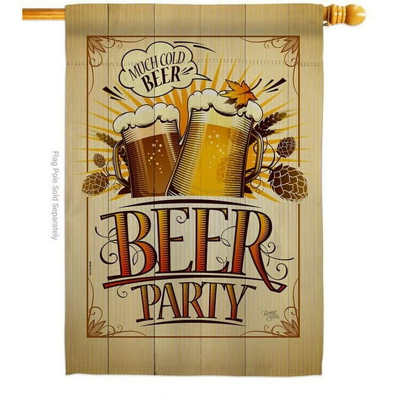 Breeze Decor H117061-BO 28 x 40 in. Beer Party House Flag with Beverages Double-Sided Decorative Vertical Decoration Banner Garden Yard Gift