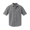 thumbnail image 6 of Domuza Mens Corduroy Textured Short Sleeve Shirts Casual Solid Button Polo Shirt Comfy Wrinkle Free Tops Gray S, 6 of 7