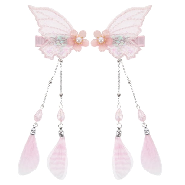 2 pinzas para el pelo con forma de mariposa, adorables pasadores para el pelo con borla.