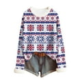 thumbnail image 6 of Womens Ugly Christmas Sweaters Faux Furry Trim Crewneck Rib-Knit Sweatshirts Long Sleeve Holiday Pullover Tops (XL, Blue), 6 of 7