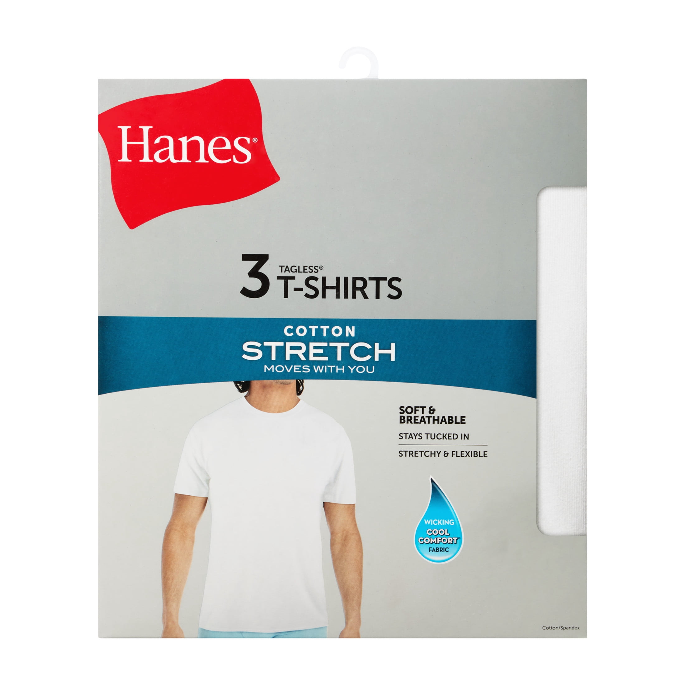 Hanes Mens Undershirt T-Shirt, 3-Pack, Cotton Stretch White T Shirts for Men, Stay-Tucked Crewneck