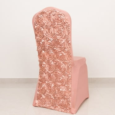 Efavormart 20 PCS Satin Rosette Dusty Rose Stretch Banquet Spandex Chair Cover Dinning Event Slipcover For Wedding Party Catering