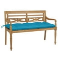 thumbnail image 1 of Carevas Batavia Bench with Blue Cushion 47.2" Solid Teak Wood, 1 of 7