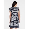 thumbnail image 4 of Time and Tru Women's Tiered Cotton Mini Dress with Flutter Sleeves, Sizes XS-4X, 4 of 6