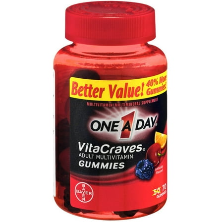 One A Day VitaCraves Adult Multivitamin Gummies, Fruit Flavors, 70 ct, 4 pack