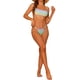 thumbnail image 2 of Conjuntos de bikini de mujer en color degradado, 2 piezas, traje de baño bandeau con cordones, traje de baño, ropa de baño, talla X-Large, verde, púrpura, naranja, 2 of 5