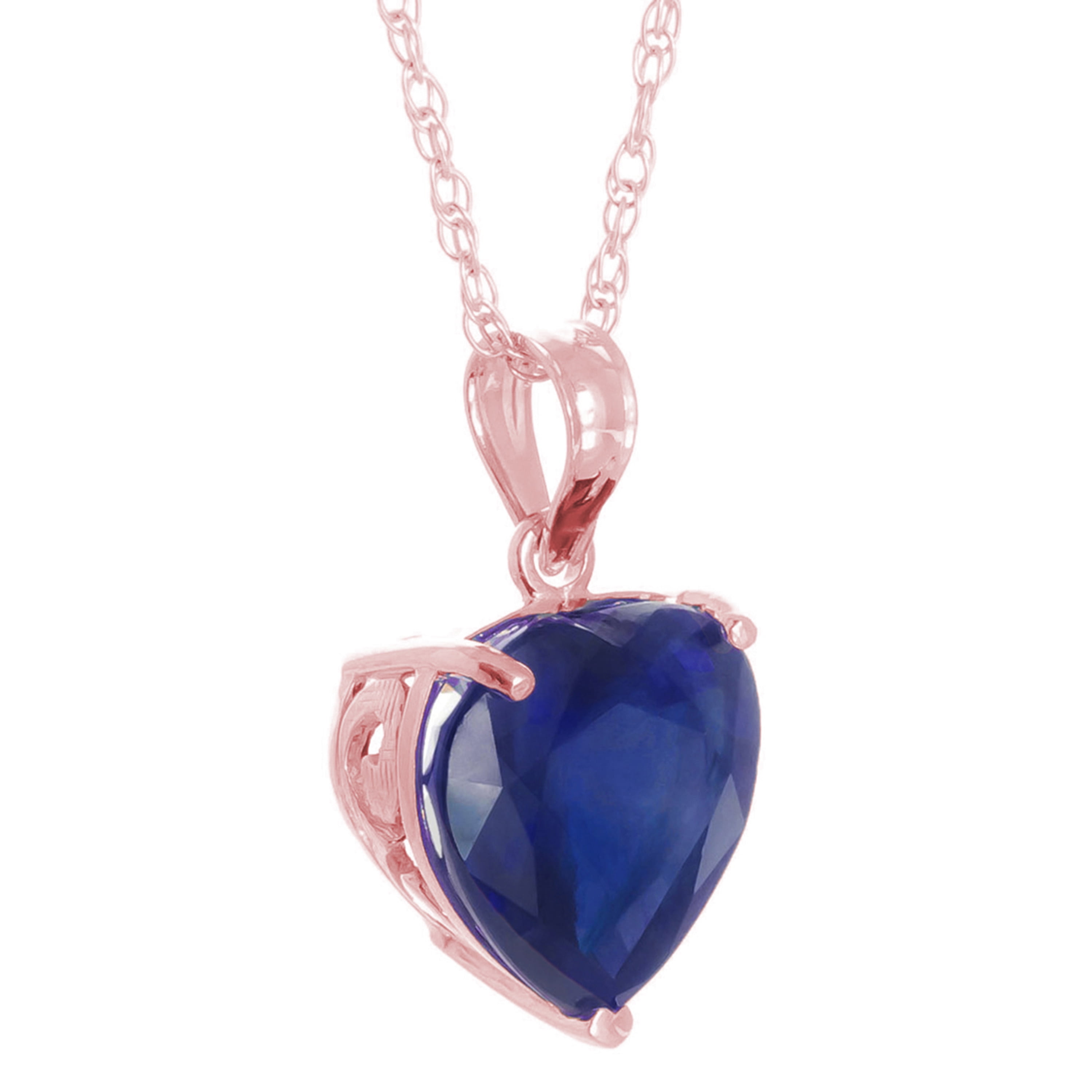 K14 Rose Gold Necklace with Natural Heart Shaped 10 mm Sapphire-
