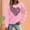 Pink, variant on ZSQDM Women's Hoodless Sweatshirt Hoodies for Women Zip Up Women's Sweatshirt with Print Crew Neck Pullover with Heart Motif and Letter Print Polyester Women Blending Sweatshirt (L)