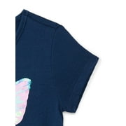Wonder Nation Girls Embellished Graphic Tee with Short Sleeves, Sizes 4-18 & Plus