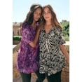 thumbnail image 5 of Roaman's Women's Plus Size Angelina Crinkle Crepe Y-Neck Short Sleeve Tunic, 5 of 6