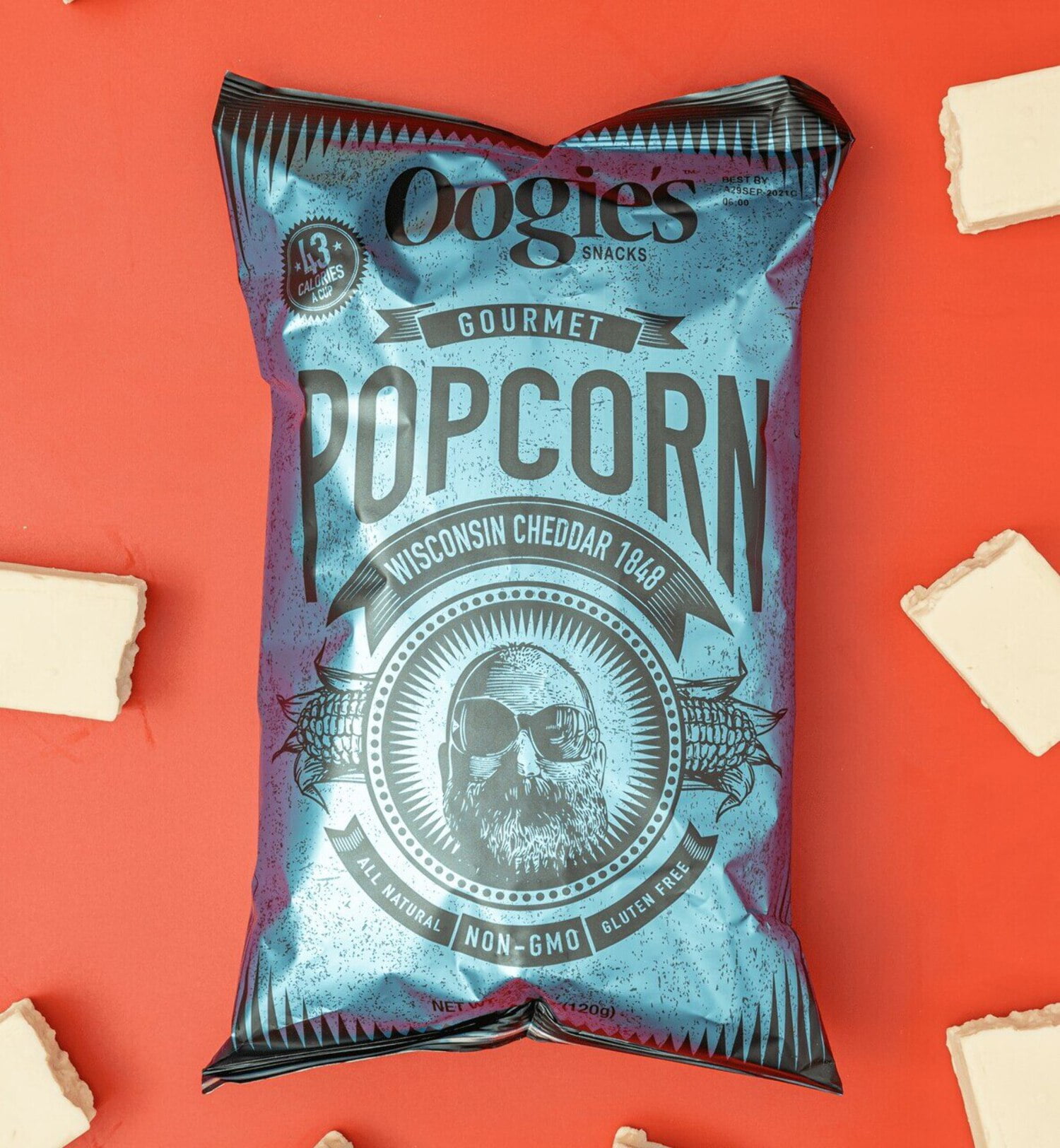 Oogie’s Snacks Gluten-Free Wisconsin Cheddar 1848 Popcorn, 4.25 oz Big Bags (4 Count)