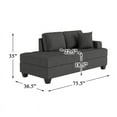 thumbnail image 7 of Pemberly Row Transitional Textured Fabric Chaise with 1 Pillow in Charcoal, 7 of 7