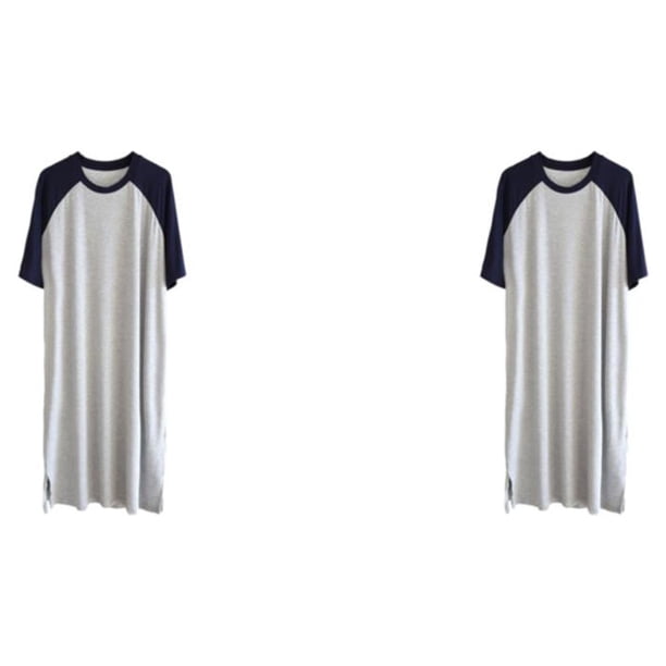 Minnieouse Algodón Ropa de dormir para hombre Transpirable Género neutro Azul oscuro gris claro XXXL 2Conjunto