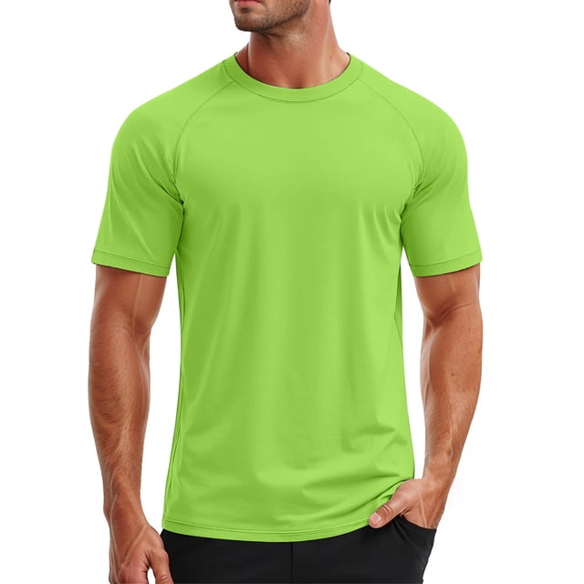 PMVFHDE Mens T-Shirts UPF 50+ Swim Short Sleeve Tee Quick Dry Rash Guard Athletic Sun Protection Top