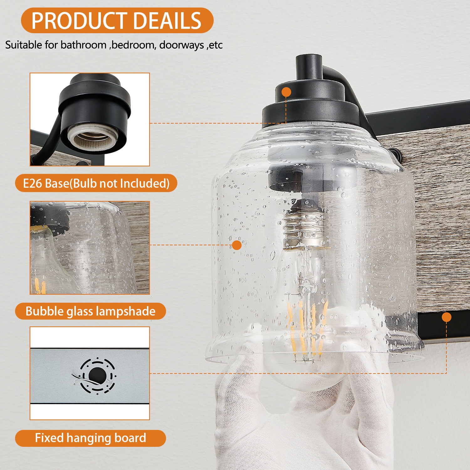 Anti-Rust Design 48-inch Bathroom Light Fixture with 6 LED Bulbs