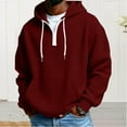 thumbnail image 2 of RYDCOT Men's Quarter Zip Hoodie Waffle Knit Hooded Sweatshirt Loose Fit Casual Long Sleeve Pullover Workout Jackets with Pockets Wine, 2 of 6