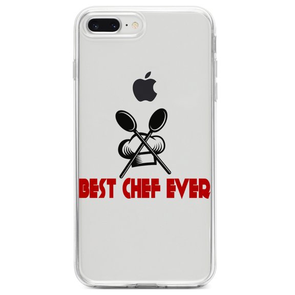 DistinctInk Clear Shockproof Hybrid Case for iPhone 7 PLUS / 8 PLUS (5.5" Screen) TPU Bumper Acrylic Back Tempered Glass Screen Protector - Best Chef Ever