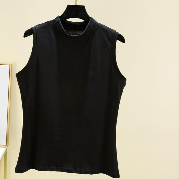 LYEAA Plus Size Tank Tops for Women Cotton Sleeveless Spring Summer Casual Tee Shirts Solid Vacation Beach Elegant Fashion Pullover Vest Breathable Soft Loungewear Going Out Clothes Black L