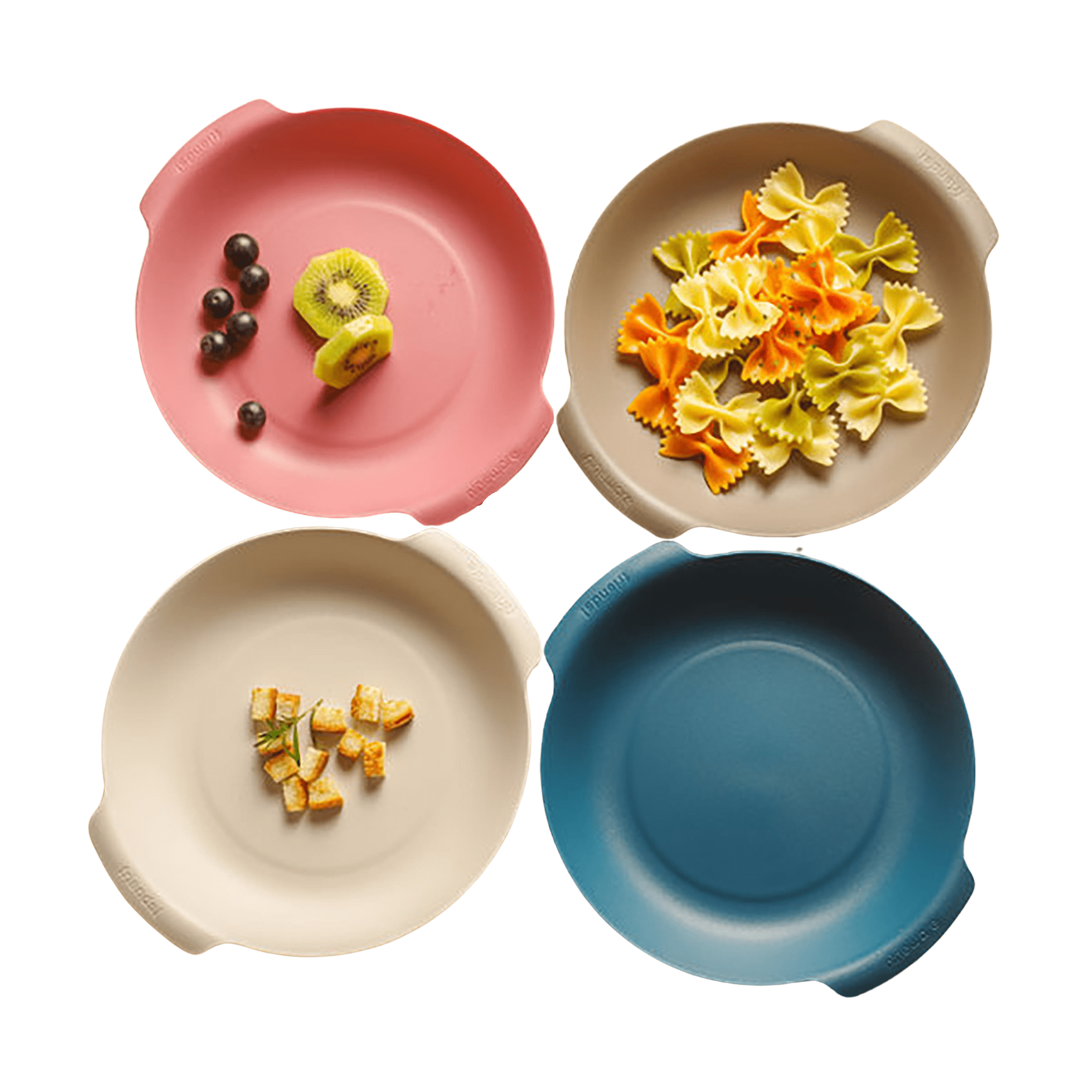 Nineware Pasta Bowl Set (Set of 4) | 9.3" X 8.2" X H 1.38" (3.7oz) | Stackable Design | Plastic Bowl Set | Dishwasher & Microwave safe | Made in Korea
