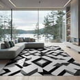 thumbnail image 2 of ODIKA 8'x10' Washable Area Rug Contemporary Interlocking Shapes Minimalist Motif Grey Abstract Refined for Dining Room, Large Office, Lounge, Non-Slip Chair-Friendly Mat, 2 of 7