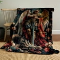 thumbnail image 3 of Archangel Michael & Dragon Design Non-Woven Throw Blanket Twill Weave Hand Wash Only All Seasons Comfort Reversible Flannel for Bed Sofa Camping Multiple Sizes Available, 3 of 7