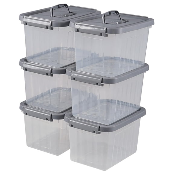 Pekky 5.5 Quart Plastic Latching Storage Bin with Handle 6 Packs Small Stackable Container Box