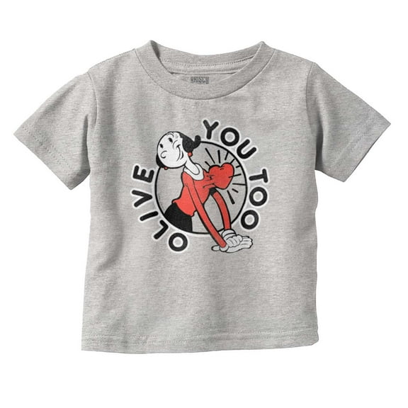 Popeye Olive Oyl You Too Cute Funny Youth T Shirt Tee Girls Infant Toddler Brisco Brands 12M