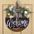 thumbnail image 6 of Dserhfy Front Door Welcome Sign Farmhouse Rustic Round Wooden Bowknot Letter Welcome Wreath All Seasons Indoor Outdoor Porch Door Hanger Wall Hanging Decoration, 6 of 8