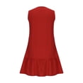thumbnail image 5 of Womens Casual Dresses for Summer Women's Spring/summer Plus-size Fashion Sleeveless V-neck Solid Color Loose Dress Red XXL, 5 of 8