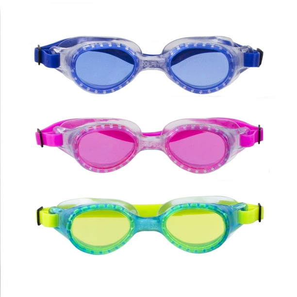 Youth 3 Pack Swim Goggle Blue, Lime & Pink