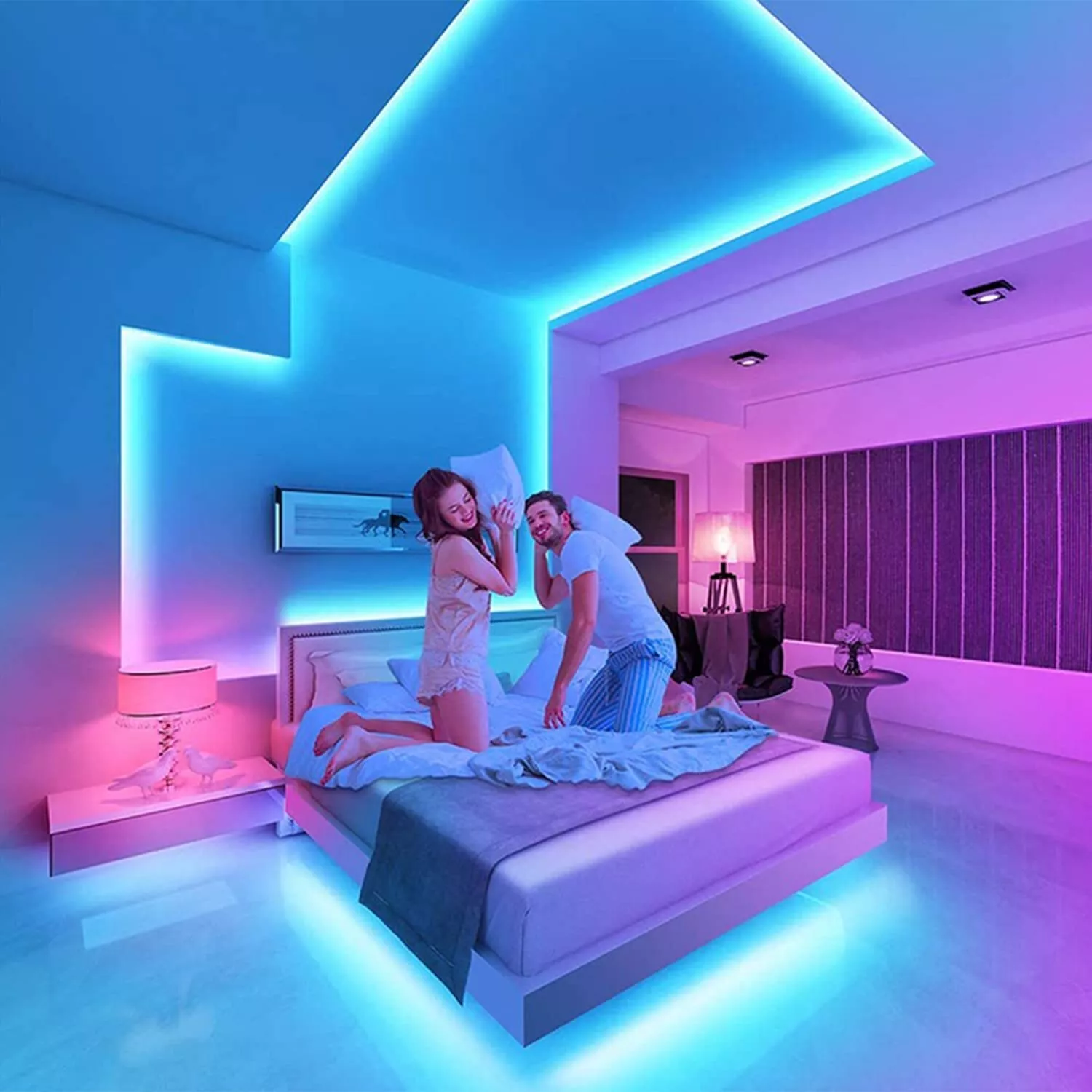 50FT RGB 5050 450LEDS Flexible LED Strip Lights Music Sync RF Remote Controller