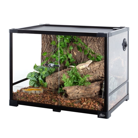 GUZZLO Reptile Glass Tank - 24 x 18 x 18 Inches Knock Down Full View Natural Terrarium