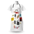 thumbnail image 3 of Cinema Apron, Movie Theater Composition with Stage Ticket Popcorn Camera Director Seat, Unisex Kitchen Bib with Adjustable Neck for Cooking Gardening, Adult Size, Multicolor, by Ambesonne, 3 of 4