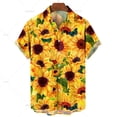 thumbnail image 4 of Camisas hawaianas para hombre, camisas con estampado de girasol en 3D para hombre, blusas de manga corta a la moda de talla grande, ropa para hombre, 4 of 5