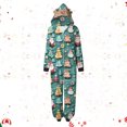 thumbnail image 2 of Odeerbi Christmas Onesie Pajamas for Family Holiday Sleep Jumpsuit Long Sleeve Family Christmas Pajamas Matching Sets Mom Fashion Lattice Print Plush Jumpsuit Sleepwear PJs Set Green, 2 of 7