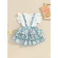 thumbnail image 5 of vera natura Baby Girls Spring Outfits Short Sleeve Romper + Floral Suspender Skirt + Headband Set  3 Piece Clothes, 5 of 8