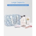 thumbnail image 6 of Travel Toiletry Bag Women Large Cosmetic Bag Travel Makeup Bag Organizer Medicine Bag for Toiletries Essentials Accessories, Blue Leaf, 6 of 8