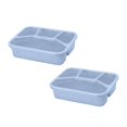 thumbnail image 1 of Oleegame Ensemble de Couverts en Acier Inoxydable 2 Pcs Boîte en Plastique Rangement Boîtes à 4 Compartiments Nourriture Réutilisable Contenant à Lunch Divisé Cuisine, Bar de Salle à Manger Bleu, 1 of 3