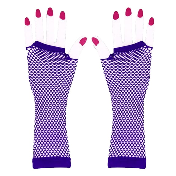 Hot Sales Fishnet Gloves GIJNRIUIUA Under $3 Fingerless Nylon Mesh Gloves Wrist Elastic Mesh Gloves for Girls Women Clothing Purple Gloves & Mittens